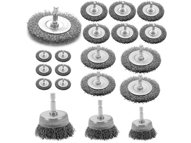 Wire Brush Set 20 Pcs, 1/4 Inch Hex Shank Wheel for Drill, Carbon Steel Brush Set for Cleaning Rust