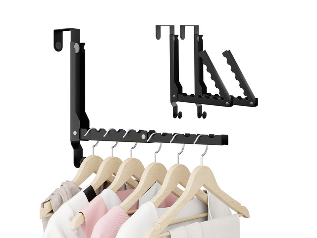 2 Pack Heavy Duty Over the Door Hooks, Compact 10 Ridges Double Folding Over the Door Clothes Hanger, Space Saving Over the Door Drying Rack for...