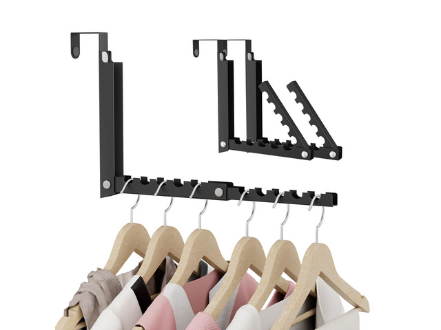 2 Pack Heavy Duty Over the Door Hanger, Compact 10 Ridges Double Folding Over Door Hanger, Space Saving Over the Door Drying Rack for Laundry,...
