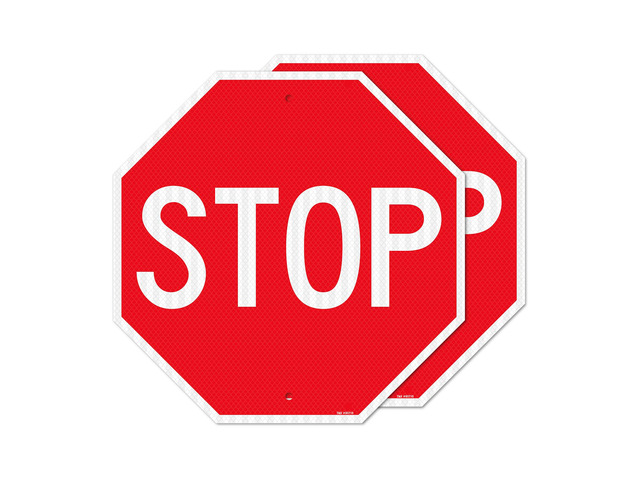 (2 Pack) Large Stop Sign Street Road Sign 18 x 18 Inches. Engineer Grade Reflective Sheeting, Rust Free Aluminum, Weather Resistant, Waterproof,...