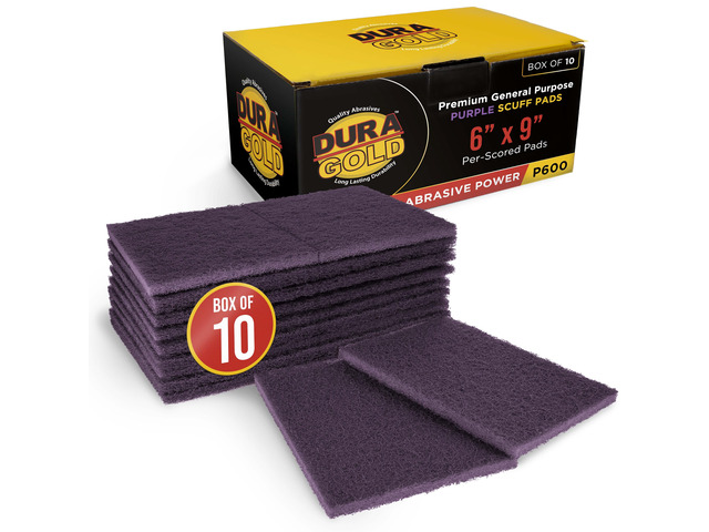 6' x 9' Purple Medium Fine 600 Grit General Purpose Scuff Pads Box of 10 - Scuffing, Scouring, Sanding, Cleaning, Blend Prep, Surface Adhesion...