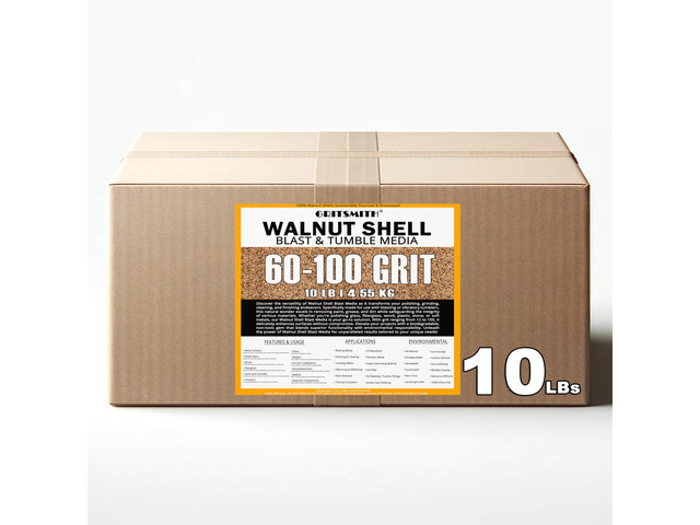 60-100 Grit Premium Ground Crushed Walnut Shell Media (10 LBS / 4.55 KG) Very Fine Grit, Sand Blasting, Vibratory Tumbling, Gemstones and Optical...