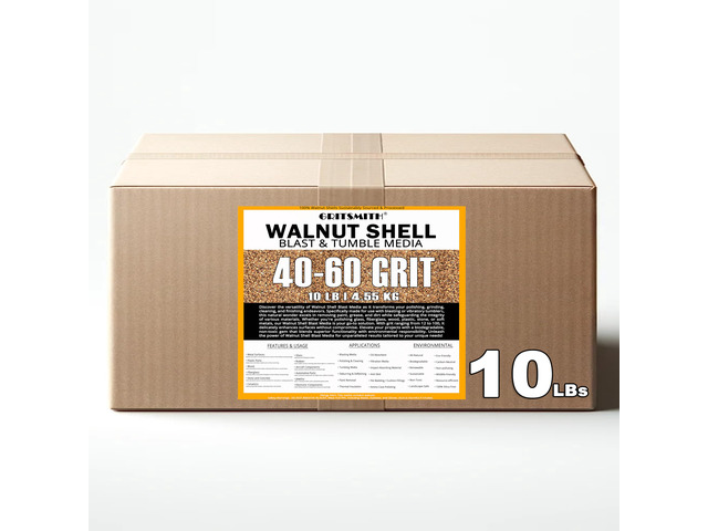 40-60 Grit Premium Ground Crushed Walnut Shell Media (10 LBS / 4.55 KG) Extra Fine Grit, Sand Blasting, Vibratory Tumbling, Engine Carbon Cleaning,...