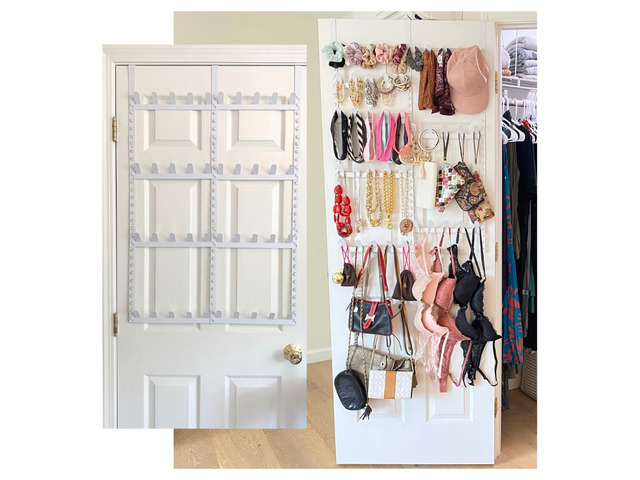 Rack for Purses, Belts, Jewelry, Ties, Hats - New Over the Door Organizer - Adjustable 8 Tier - 40 Hooks for Multi Uses - Easy Assembly - No Tools...