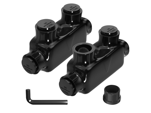 Insulated Inline Splice Connector 500MCM-4 AWG Aluminum to Copper Wire Connectors Insulated Wire Connector with 5/16' Slotted Allen Hex - 6 Pack