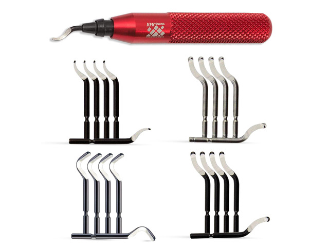 Deburring Tool, 21 HSS Blades, Red CNC Anodized Aluminum Handle Built for 3D printing, metal, PVC, copper and plastic; four M2/M35 types give...