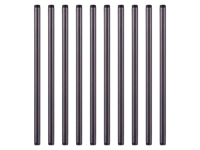 10 Pack 3/4 x 24 Inch Black Malleable Steel Pipe Nipples Threaded pipe nipples fitting for DIY steampunk decor, industrial vintage style,...