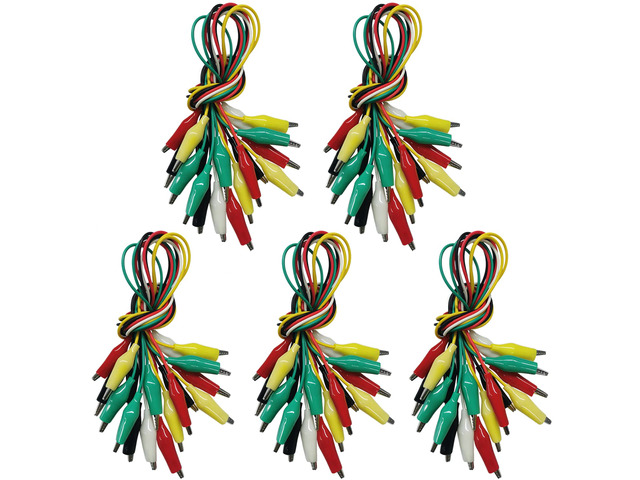 50PCS Crocodile Alligator Clips Electrical, 5 Colors Test Leads & Probes by Dual Ended Insulated Jumper Wires Testing Soldered and Stamping for...