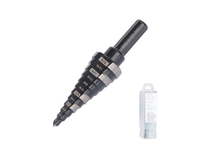 3/16'-7/8' M2 Step Drill Bit Unibit for Hole Drilling 12 Sizes M2 High Speed Steel; Fast, Clean Cuts in Stainless Steel, Copper, Aluminum, Wood,...