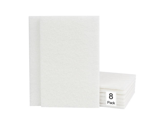 6'x9' Light Duty Scuff Pad 8 Pack (7445) - White, Wet/Dry Reusable Non-Abrasive Hand Pad for Cleaning, Polishing & Finishing - Auto Body,...