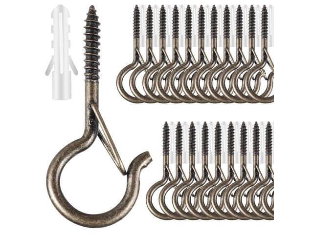 35 PCS Screw Hooks for Outdoor String Lights, Q Hangers String Light Hooks Christmas Patio Light Hooks with Safe Buckle, Heavy Duty Screw Planter...