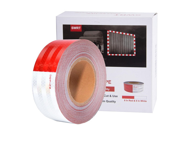 DOT-C2 Reflective Tape - 2 Inch x 100 Feet, Red & White, Waterproof, Strong Adhesive, Reflector Tape for Vehicles, Trailers, Boats & Signs