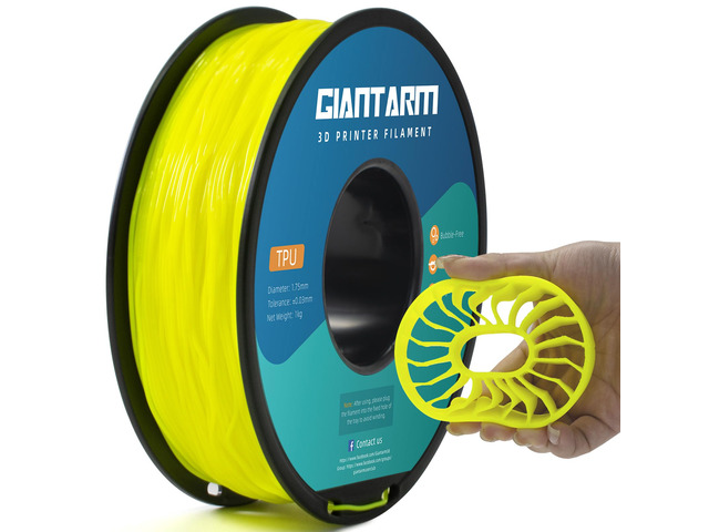 TPU Filament 1.75mm 1Kg(2.2lbs), Yellow Filament TPU, 95A Flexible 3D Printer Filament with High Elasticity, ±0.03mm Accuracy, Neatly Wound &...
