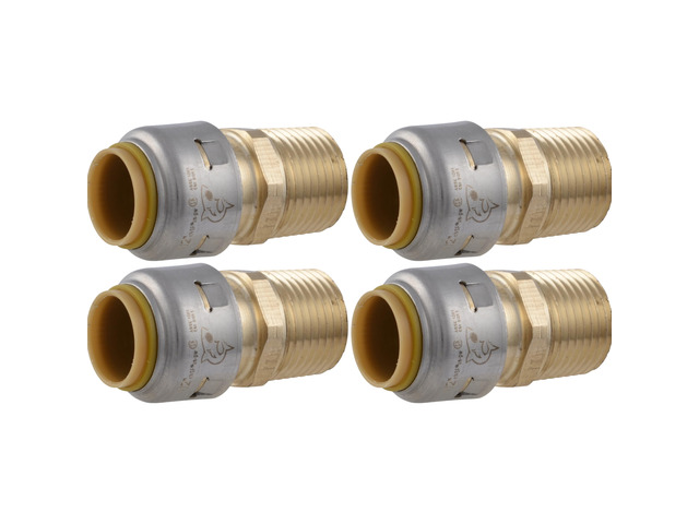 Max 1/2 Inch MNPT Adapter, Pack of 4, Push to Connect Brass Plumbing Fitting, PEX Pipe, Copper, CPVC, PE-RT, HDPE, UR120A4