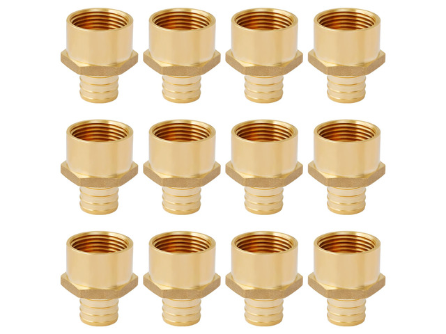 12-Pack 1' PEX to 1' Female NPT Adapter Fittings Brass