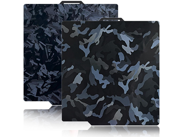 257x257mm Camouflage+High-Rise Build Plate for Bambu Lab X2D/X1/X1C/X1E/P1P/P1S/P2S/A1,Double Sided Smooth Flexible Spring Steel Plate Heated Bed...