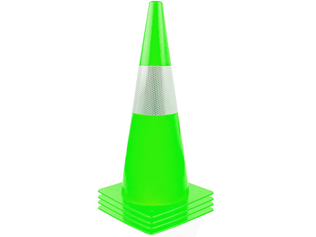 15 inch Traffic Safety Cones with Reflective Collars,[4 Pack]Green Construction Cones Parking Cones Road Cones for Parking lot, Driveway, Sport...