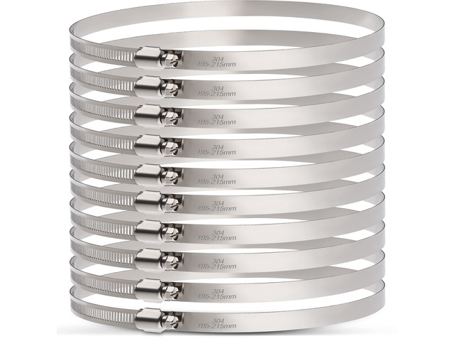 Large Hose Clamps, 10 Pack 8 Inch Stainless Steel Hose Clamps Adjustable from 7-3/4'-8-1/2'/195-215mm, Metal Worm Gear Duct Clamp for Air Ducting,...