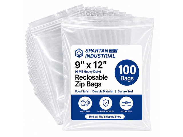 9 X 12 (100 Count) 4 Mil Thick Clear Reclosable Zip Plastic Poly Bags with Resealable Lock Seal Zipper - Heavy Duty and Durable