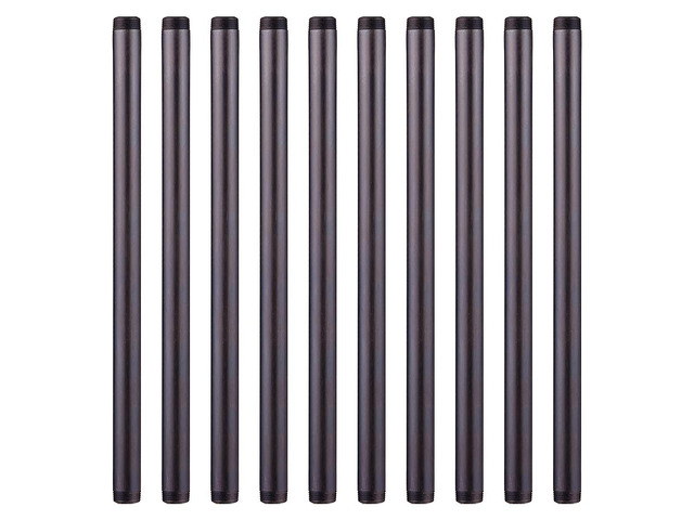 10 Pack 3/4 x 18 Inch Black Malleable Steel Pipe Nipples Threaded pipe nipples fitting for DIY steampunk decor, industrial vintage style,...