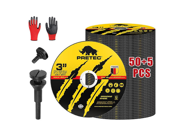 Cut Off Wheels 3 Inch, 55 Pack with Mandrel Kit for Die Grinder 3'x 3/8' Cutting Disc with 1/4 in Mounting Mandrel Kit, for Metal & Stainless Steel...