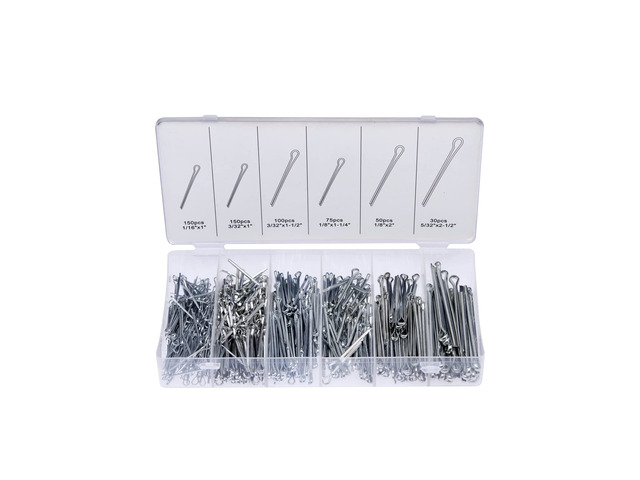 50454A Cotter Pin Assortment 555 Piece Zinc Plated Premium Quality Steel Split Pin Fastener Clips Straight Hairpins Holds Pins or Castle...