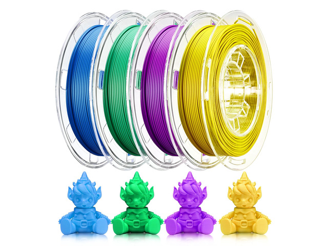 PLA Filament Set 1.75mm (±0.02mm), 4-Pack, 200 g (0.44 lb) per Spool Multi-Color Bundle for Most FDM 3D Printers, Low-Odor, Safety-Tested,...