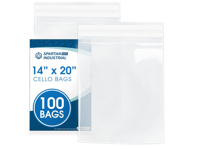 14x20 Clothing Shipping Bags, 100 Count - Clear Self-Seal Cellophane Built for Hoodies & Sweatshirts, 1.5 Mil Reinforced Sides, Peel & Seal Flap,...
