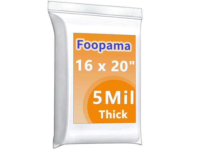 20PCS 16'x 20'Thick 5 Mil Reclosable Large Clear Zip Poly Lock Plastic Bags Heavy Duty Large Seal Resealable Poly Zipper lock Bags for Clothing...