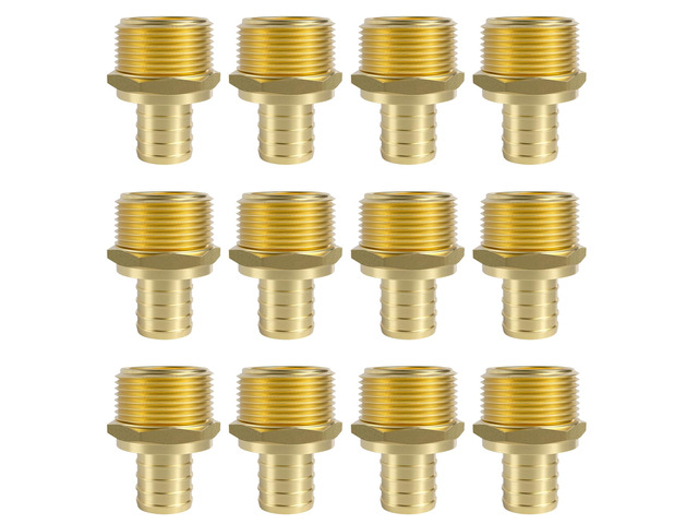 12-Pack 1' PEX to 1' NPT Male Adapter Brass 1 Inch PEX Male Adapter