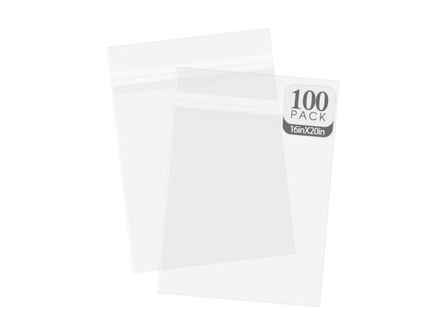 16x20 inches Clear Plastic Sleeve for Photos,Resealable Adhesive(100 Pack) Clear Bags for Pictures Art Prints Framing Mats Mattes (Bag Size: 16...