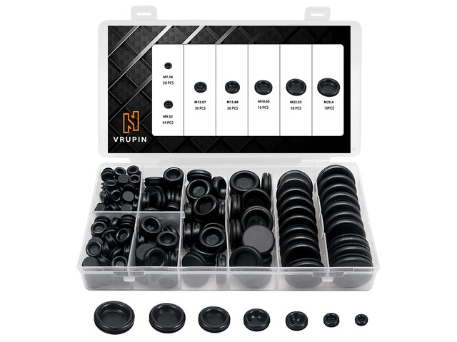188 Pieces Rubber Grommet Kit Rubber Plugs for Round Holes, Wiring, Electrical, Plumbing, and More