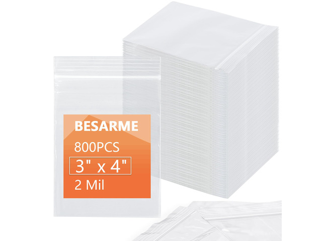 800 PCS 3' x 4' Small Plastic Bags for Jewelry Mini Plastic Poly Bag 2 Mil Polyethylene Zip Bags For Jewelry, Beads, Screws, Candy, Coins;...