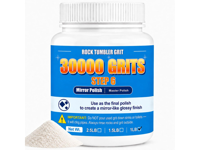 30000 Grit Aluminum Oxide Rock Tumbler Polish, Step 6 Ultra-Fine Polish Advanced Refinement for Rocks, Gems, Glass & Jewelry Making, Ultra-Fine...