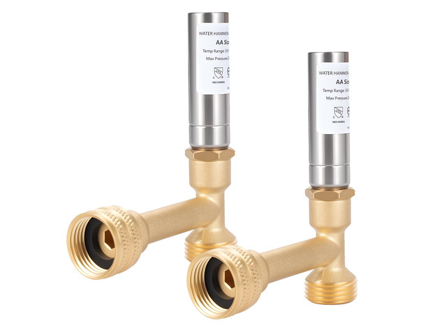 Tee Stainless Steel Water Hammer Arrestor for Washing Machine, 3/4' Male GHT & 3/4' Swivel Female GHT, Angle(Pack-2)