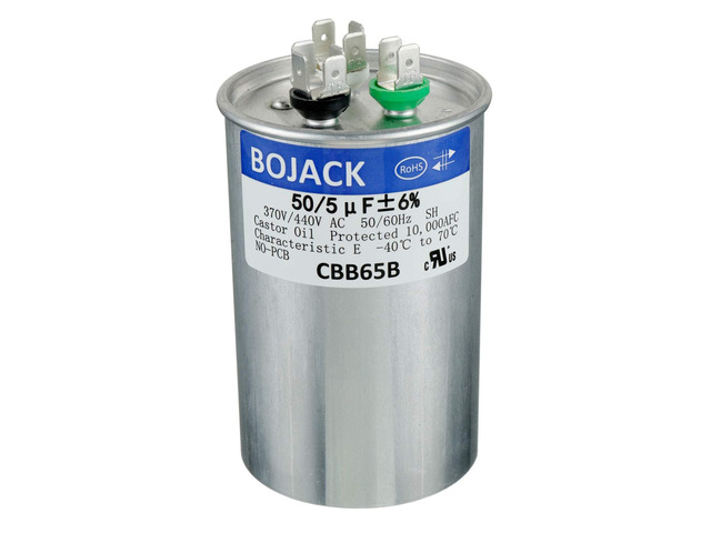 50+5uF 50/5MFD ±6% 370V/440V CBB65 Dual Run Circular Start Capacitor for AC Motor Run or Fan Start or Condenser Straight