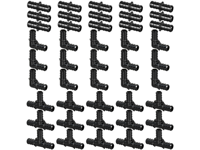 60pcs 1/2' Poly PPSU Barb Crimp PEX Fitting Combo, No Lead 20pcs Each Elbows Tees Straight Couplings for PEX Pipe