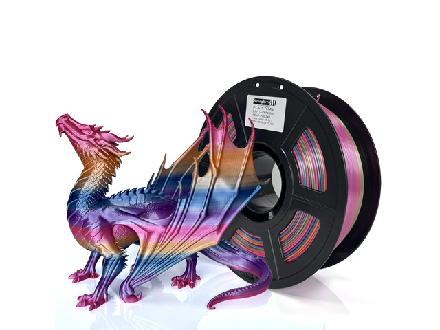 PLA Filament 1.75mm, Fast Color Change Silk Rainbow, Glossy Multi Color 3D Printer Filament, Quick Rainbow PLA Filament for FDM 3D Printing, 1kg Spool