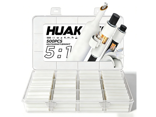 5:1 Heat Shrink Tubing Kit 500 PCS, Industry-Leading 5:1 Ratio Shrink Wrap Tubing Adhesive Lined, Heat Shrink Wire Connectors, Marine Grade Dual...