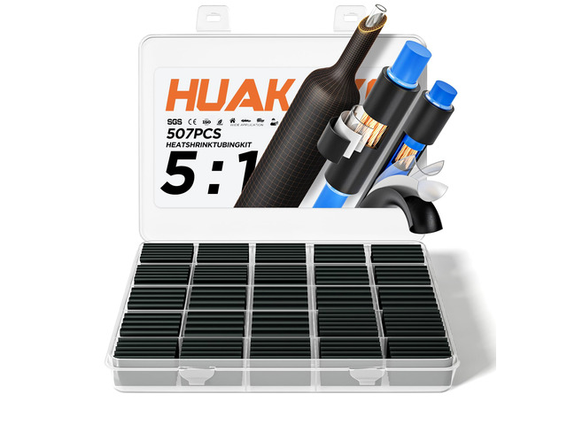 5:1 Heat Shrink Tubing Kit, Industry-Leading 5:1 Ratio Shrink Wrap Tubing Adhesive Lined, Heat Shrink Wire Connectors, Marine Grade Dual Wall,...