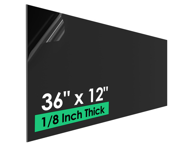 Black ABS Plastic Sheet 1/8' Thick (3mm) - 36' x 12', Long Rigid Thermoplastic Board for Signs, Crafts, DIY Projects, Dual-Surface - Textured &...