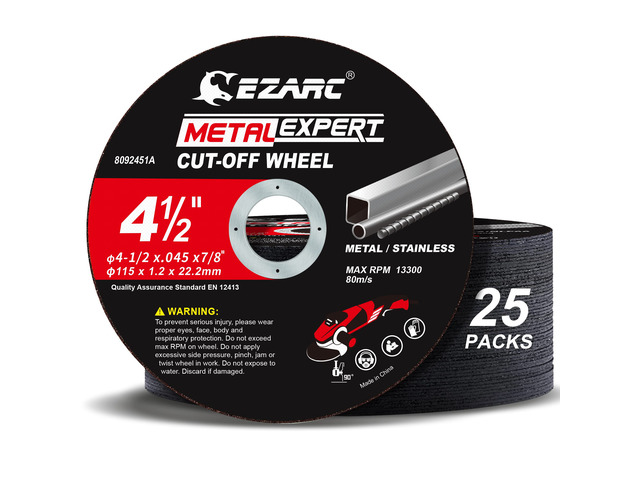 Metal Cut Off Wheels, 4.5' x.045' x 7/8', 25-Pack Ultra-Thin Discs, Up to 2x Life, Clean Cuts, Angle Grinder Cut Off Wheel for Carbon Steel,...