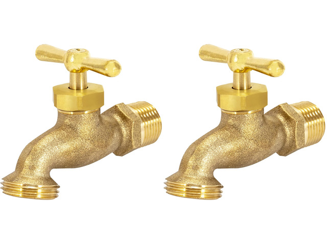 Irrigation Hose Bibb, 1/2 Inch MIP x 1/2 Inch MHT Outdoor Spigot, Brass Garden Valve, 20181 (Pack of 2)