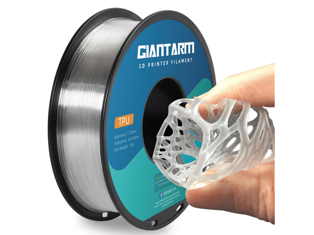 TPU Filament 1.75mm 1Kg(2.2lbs), Clear Filament TPU, 95A Flexible 3D Printer Filament with High Elasticity, ±0.03mm Accuracy, Neatly Wound &...