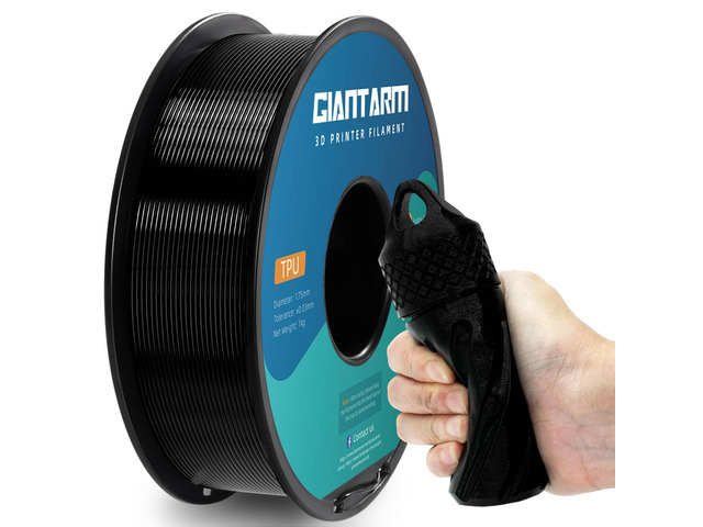 TPU Filament 1.75mm Flexible Soft 3D Printer Consumables Black,95A 1kg Spool (2.2 lbs.), Dimensional Accuracy +/- 0.05 mm