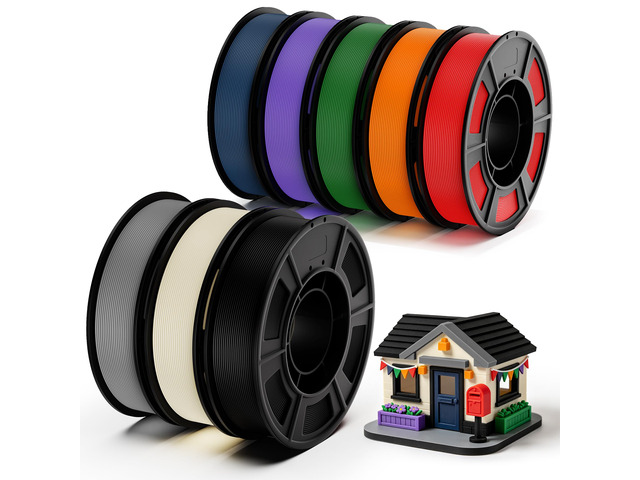 8 Color Pack Elite PLA+ Filament Bundle, PLA+ 3D Printer Filament 1.75mm, Individually Vacuum Packed, 0.25kg / Spool, 8 Pack, 2kg (Black+Cream...