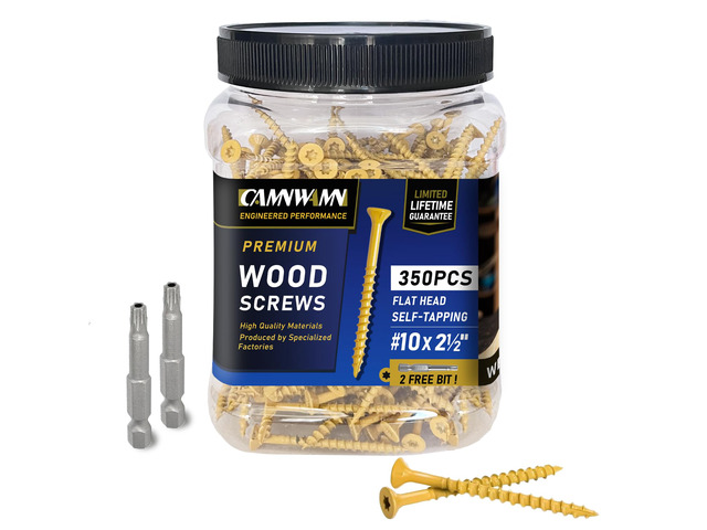 #10 x 2-1/2 in Deck Screws, 350 PCS, Tan Exterior Wood Screws Epoxy coated, rust-resistant Torx drive include T25 star bit for decks, fences and...