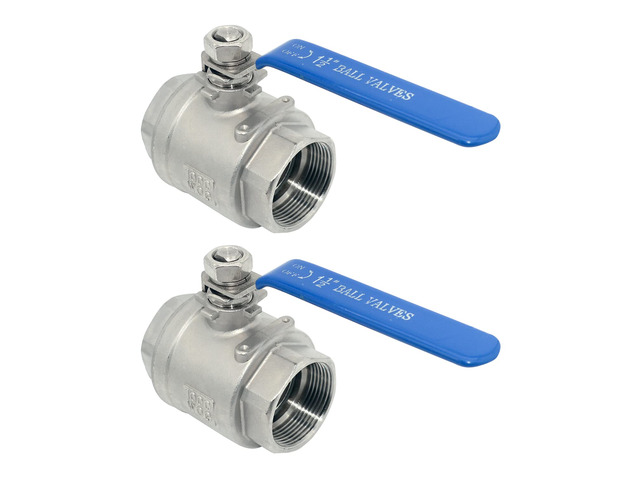 1-1/2' MPT Female 316 Stainless Steel Full Port Ball Valve Vinyl Handle WOG1000 (1.5 Inch 2pcs)