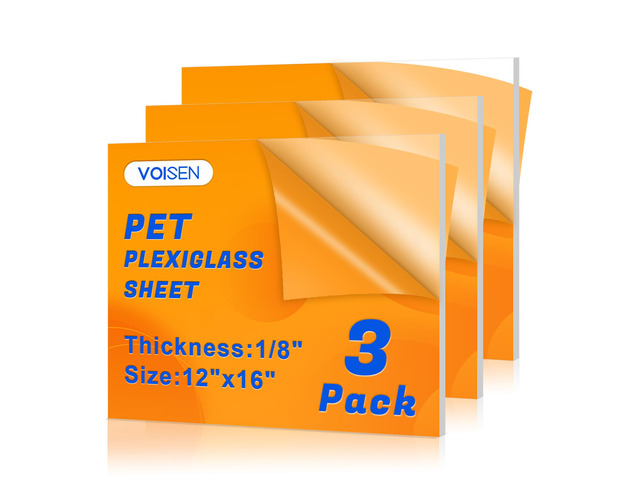 3 Pack Plexiglass Sheets 1/8 Inch Thick, 12'X16' Plexi Glass Panel Plastic Sheet for Crafts,Signs, Display Cases, Sneeze Guard, Cut with...