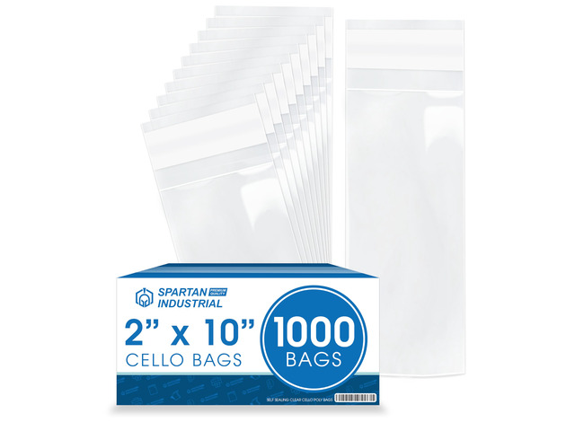 2' X 10' Self-Sealing Cellophane Bags (1000 Count) Clear Treat Bags for Pretzel Rods, Candy Sticks, Cookies, Small Candy - Resealable Adhesive Flap